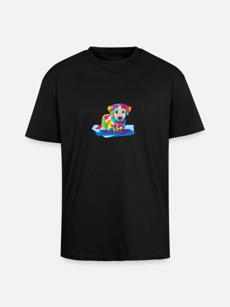 Bunter Hund - Oversized Heavyweight Unisex T-Shirt - Schwarz