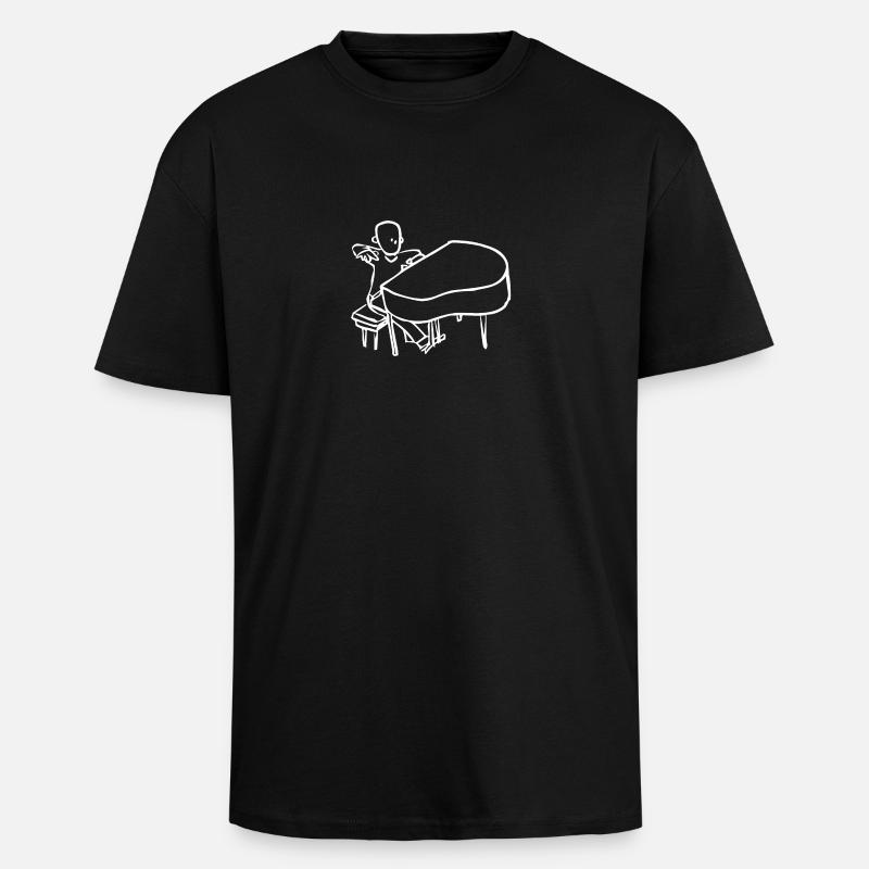 Pianist (white) - Unisex Oversized Heavyweight T-shirt - black
