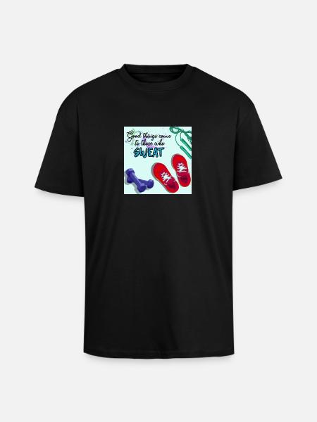 GOOD THINGS COME with fitness - Unisex Oversized Heavyweight T-shirt - black