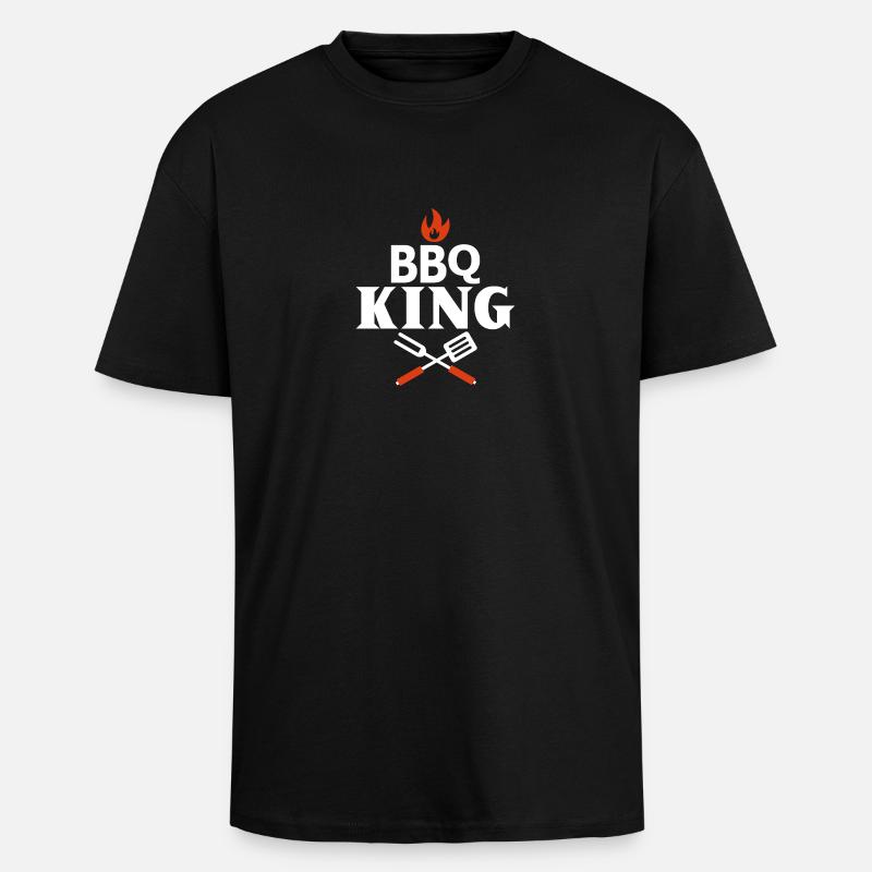 BBQ KING - Oversized Heavyweight Unisex T-Shirt - Schwarz