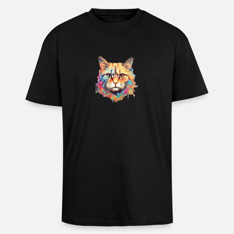 Cat - Unisex Oversized Heavyweight T-shirt - black