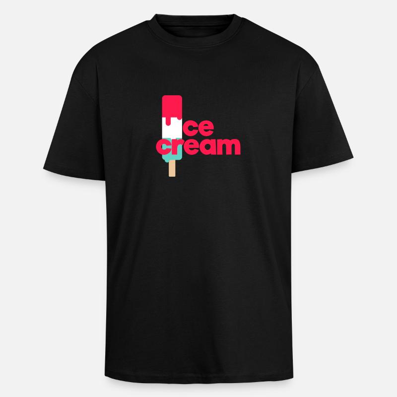 Ice Cream - Oversized Heavyweight Unisex T-Shirt - Schwarz