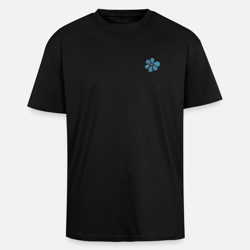 Gänseblümchen bestickt - Oversized Heavyweight Unisex T-Shirt - Schwarz
