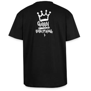 Queen of fucking...– JGA Party Queen Krone - Oversized Heavyweight Unisex T-Shirt - Schwarz - Hinten - Alina (178cm)