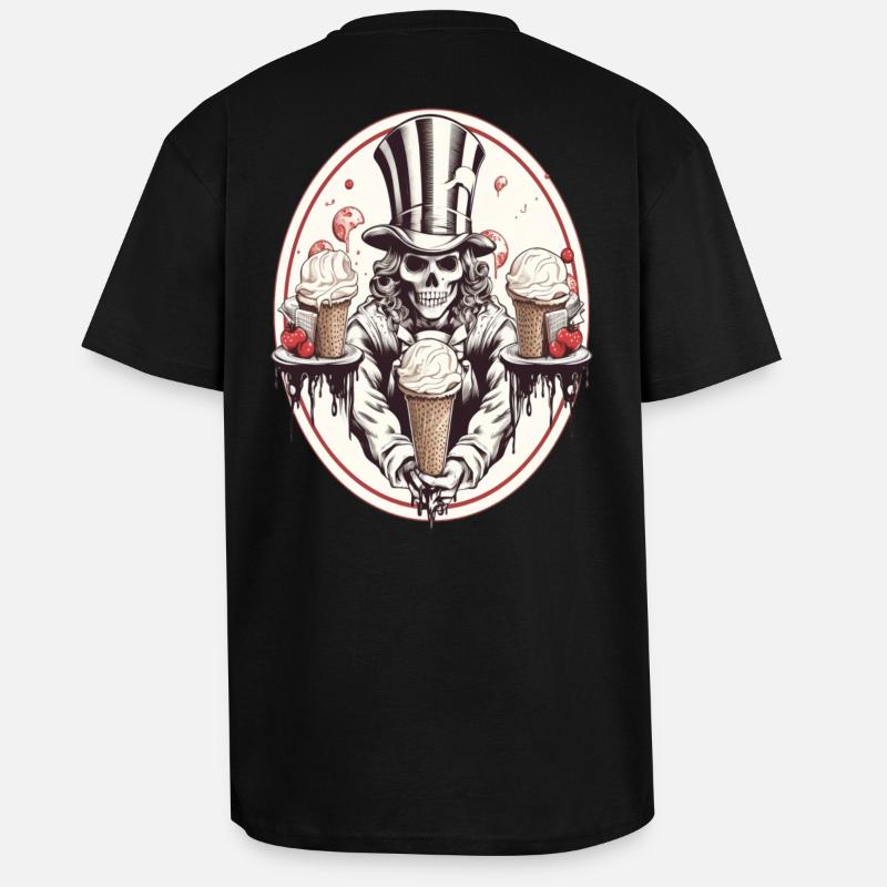 Skull mit Eiswaffel und Zylinderhut - Unisex Oversized Heavyweight T-shirt - black