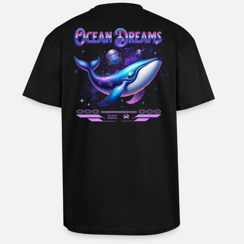 Ocean Dreams Galaktischer Wal - Oversized Heavyweight Unisex T-Shirt - Schwarz