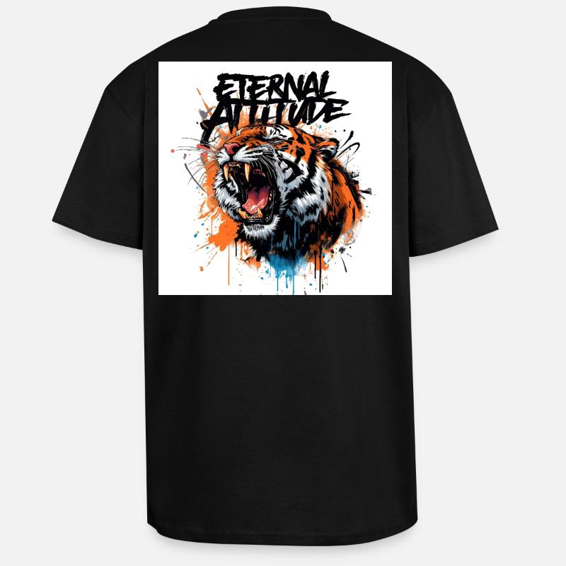 Ewige Tiger-Pose - Oversized Heavyweight Unisex T-Shirt - Schwarz