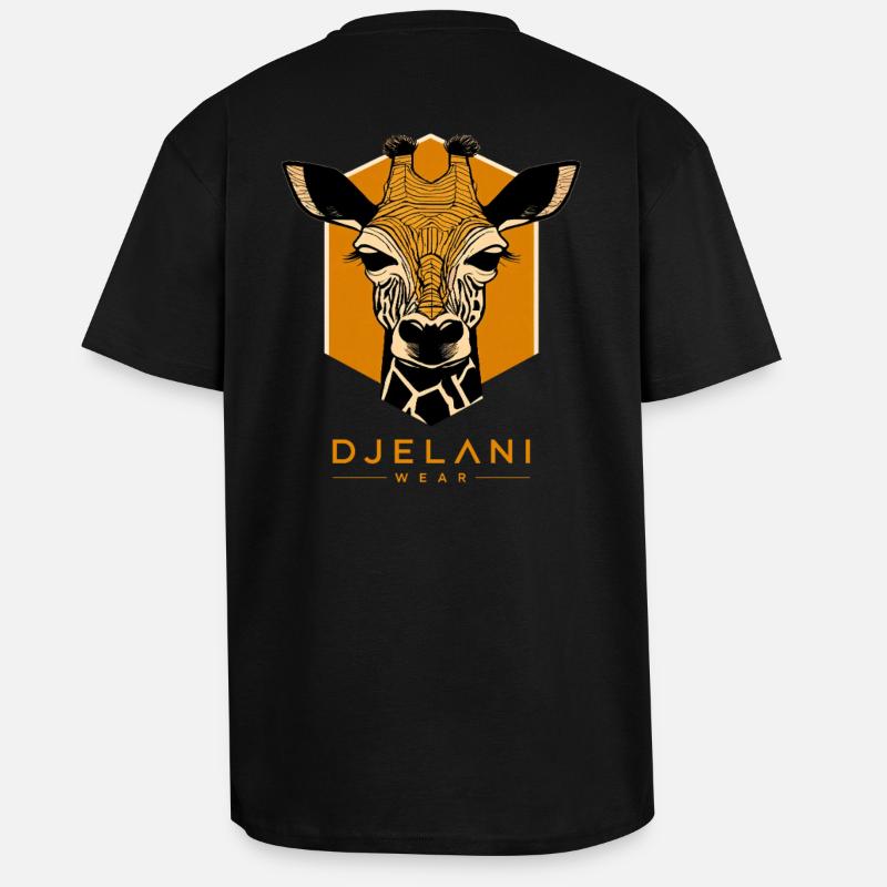 Giraffe Géométrique en Ocre - T-shirt unisexe oversize épais - noir