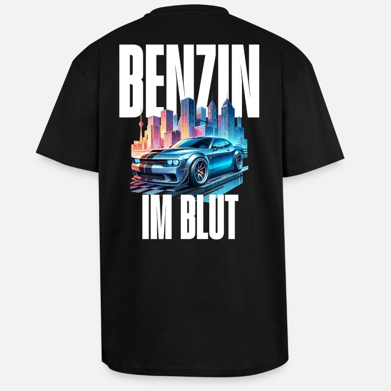 Benzin im Blut Neon - Oversized Heavyweight Unisex T-Shirt - Schwarz