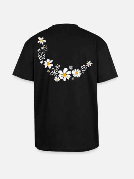Floral garland - Unisex Oversized Heavyweight T-shirt - black