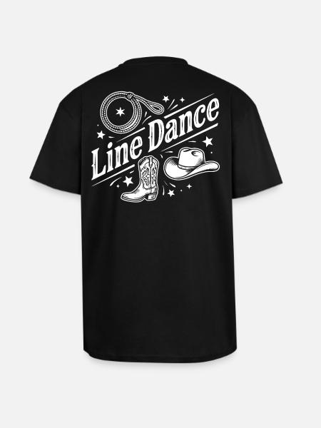 Line Dance Western Motif - Unisex Oversized Heavyweight T-shirt - black