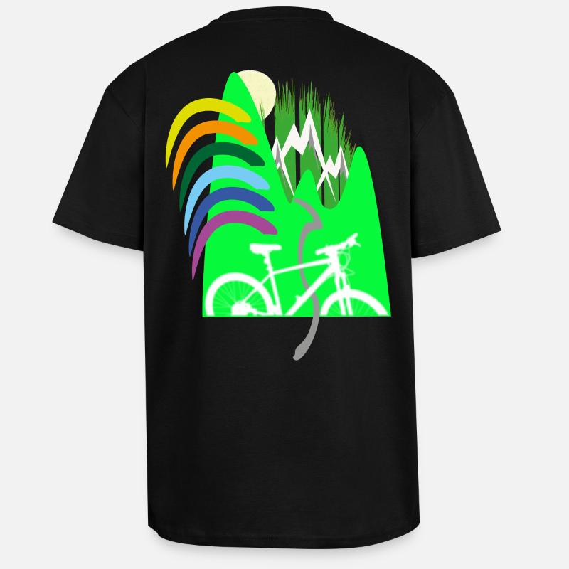 Cycle path mountains rainbow - Unisex Oversized Heavyweight T-shirt - black