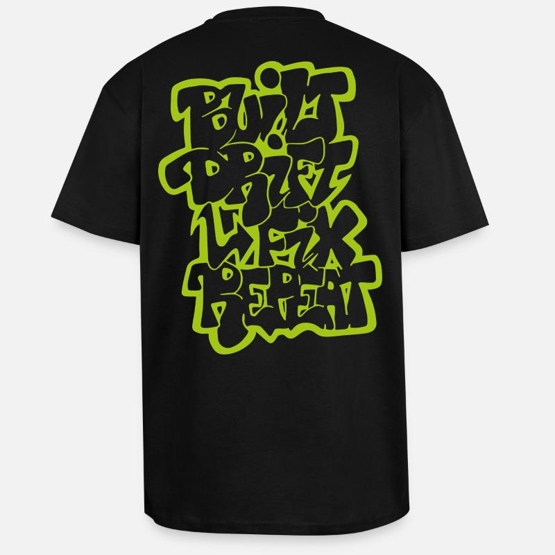 Dérivée construite Fix Repeat 02 - T-shirt unisexe oversize épais - noir