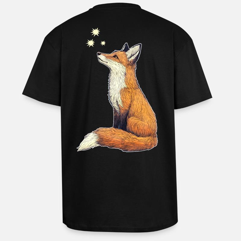 Fuchs mit Sternen - Oversized Heavyweight Unisex T-Shirt - Schwarz