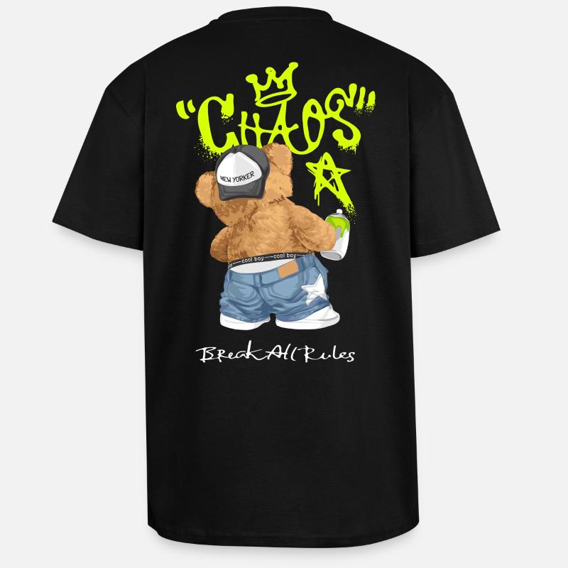 Chaos Bär Graffiti Break All Rules - Oversized Heavyweight Unisex T-Shirt - Schwarz