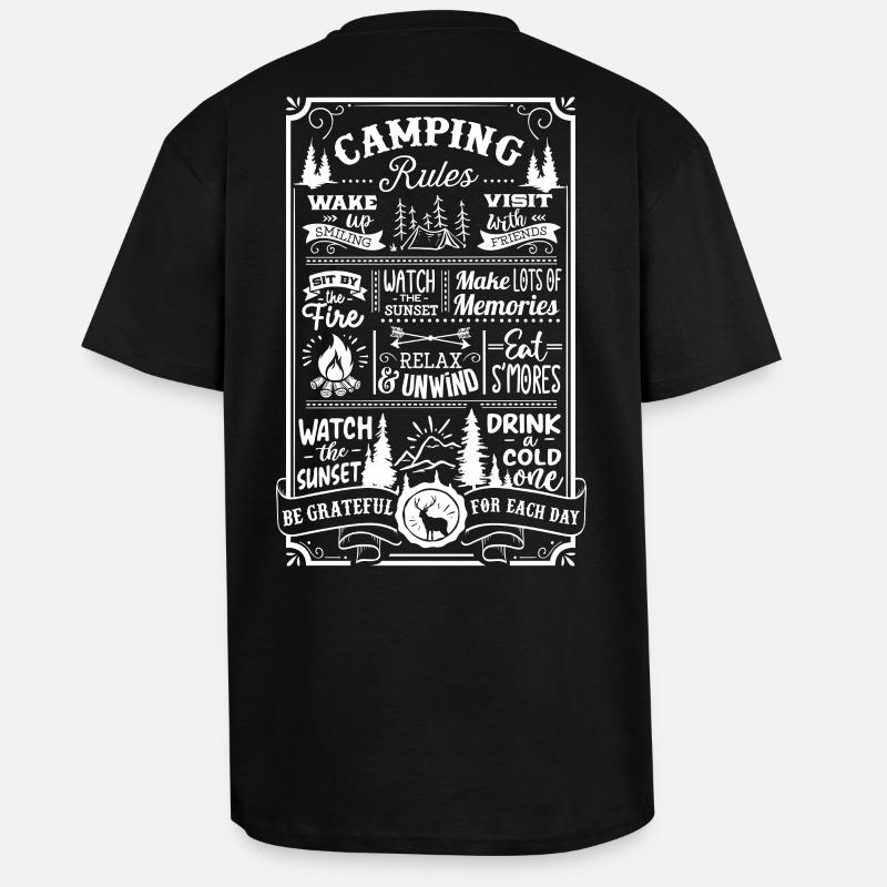 Camping Rules - Oversized Heavyweight Unisex T-Shirt - Schwarz