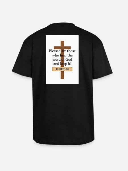 Korscitat Välsignade som hör Guds ord - Unisex oversized t-shirt i kraftig kvalitet - svart