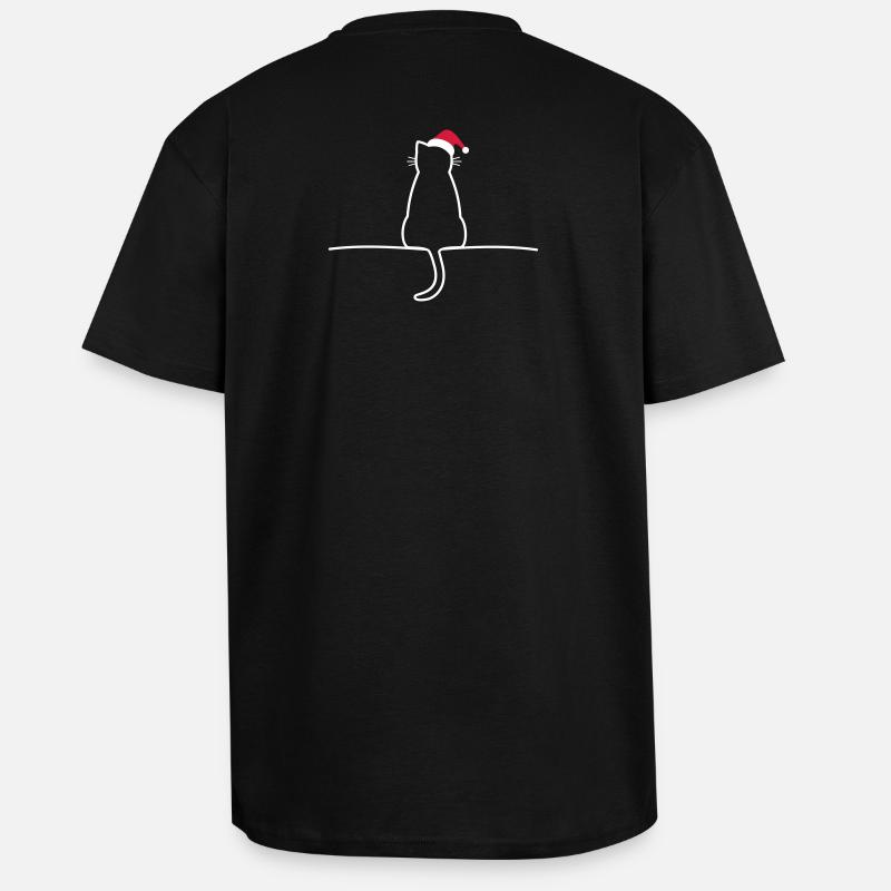 Chat noël cadeau noël chat - T-shirt unisexe oversize épais - noir