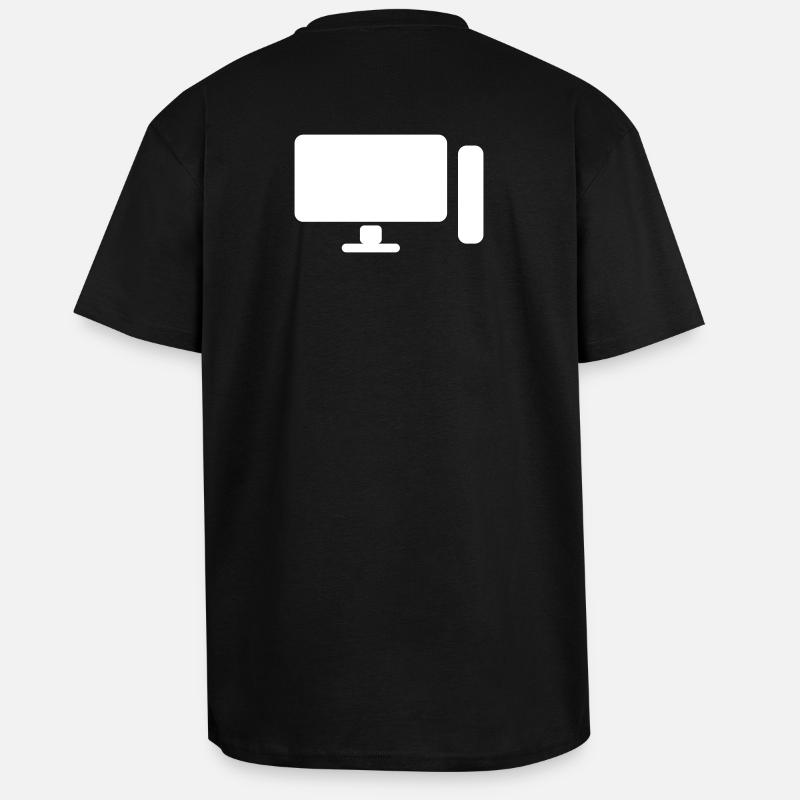 Minimal PC Setup Icon – Gamer Design - Oversized Heavyweight Unisex T-Shirt - Schwarz