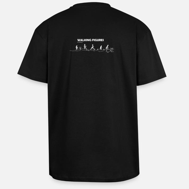 walking Figures white - Unisex Oversized Heavyweight T-shirt - black