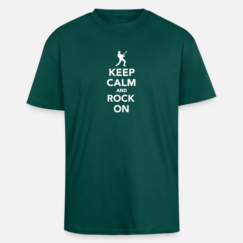 Keep calm and Rock on - Unisex Oversized Heavyweight T-shirt - hunter green
