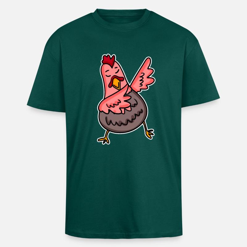 Dabbing Dab Chicken - Unisex Oversized Heavyweight T-shirt - hunter green