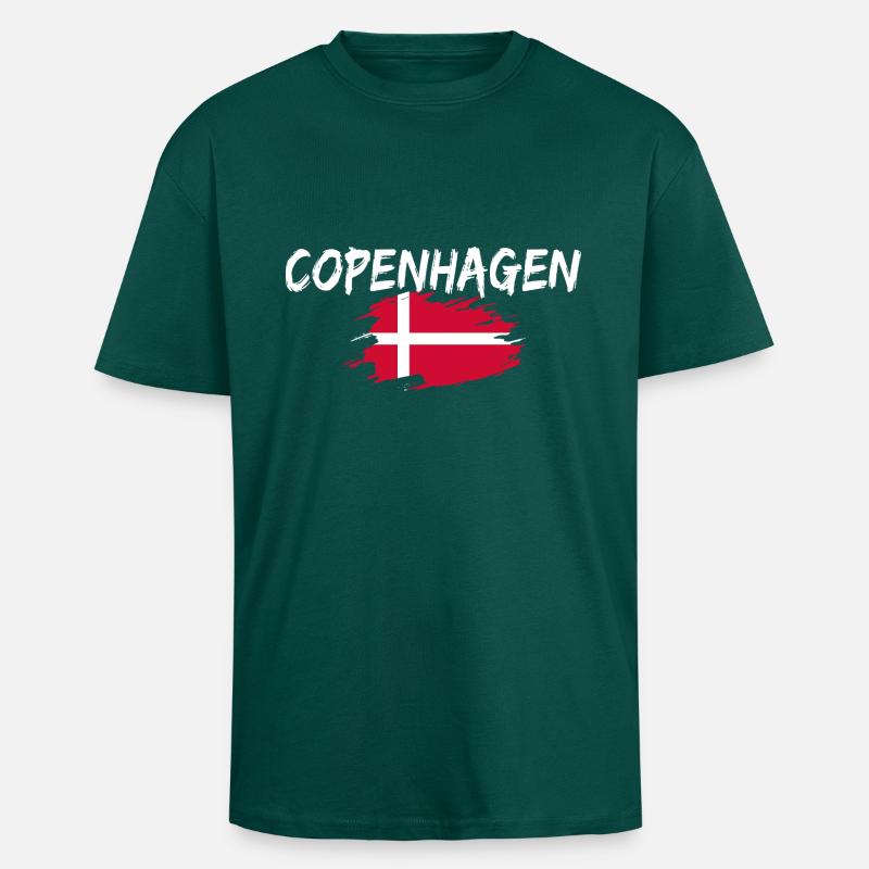 Copenhague Danemark Drapeau Copenhague - T-shirt unisexe oversize épais - hunter green