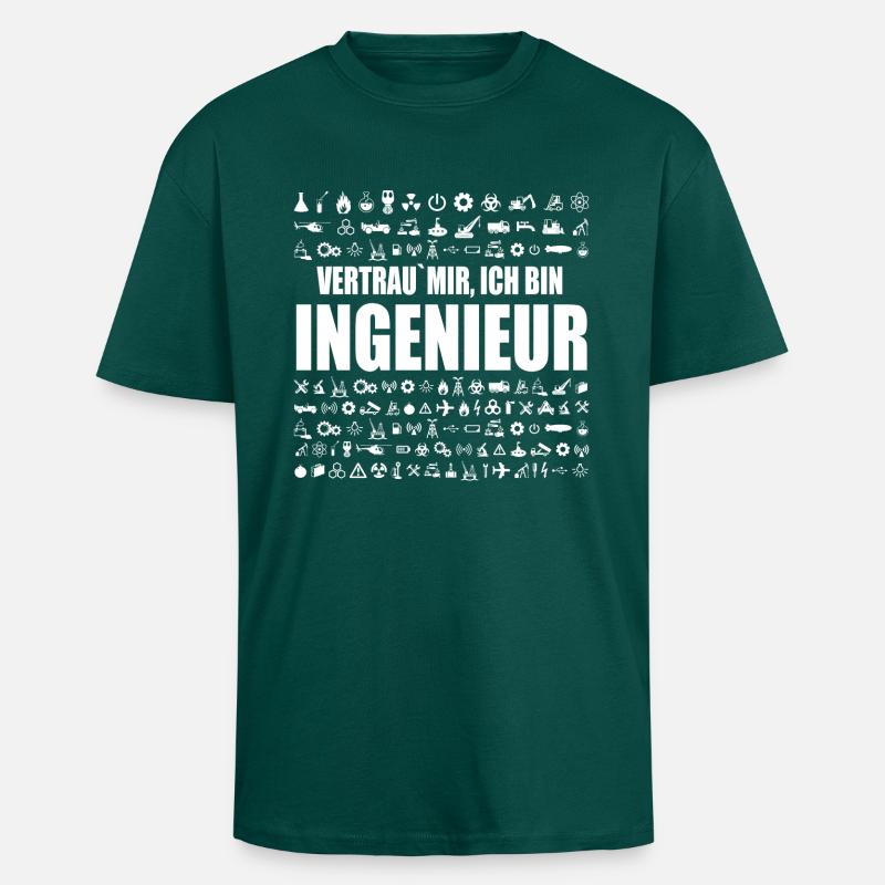 Vertrau mir ich bin Ingenieur - Oversized Heavyweight Unisex T-Shirt - hunter Green