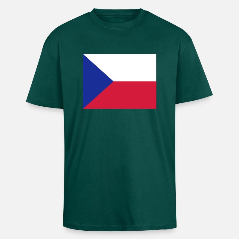 drapeau_republique_tcheque - Oversized Heavyweight Unisex T-Shirt - hunter Green