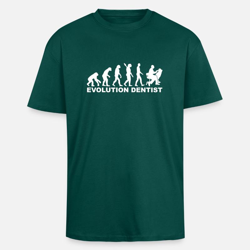 Evolution Dentist - T-shirt unisexe oversize épais - hunter green