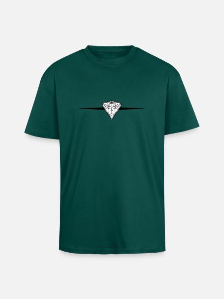 Hand Party Sign Line - Unisex Oversized Heavyweight T-shirt - hunter green