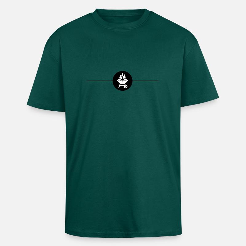 Grill Symbol Grilling Line - Unisex Oversized Heavyweight T-shirt - hunter green