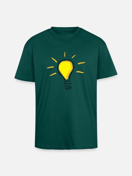 Yellow light bulb turned on - Unisex Oversized Heavyweight T-shirt - hunter green