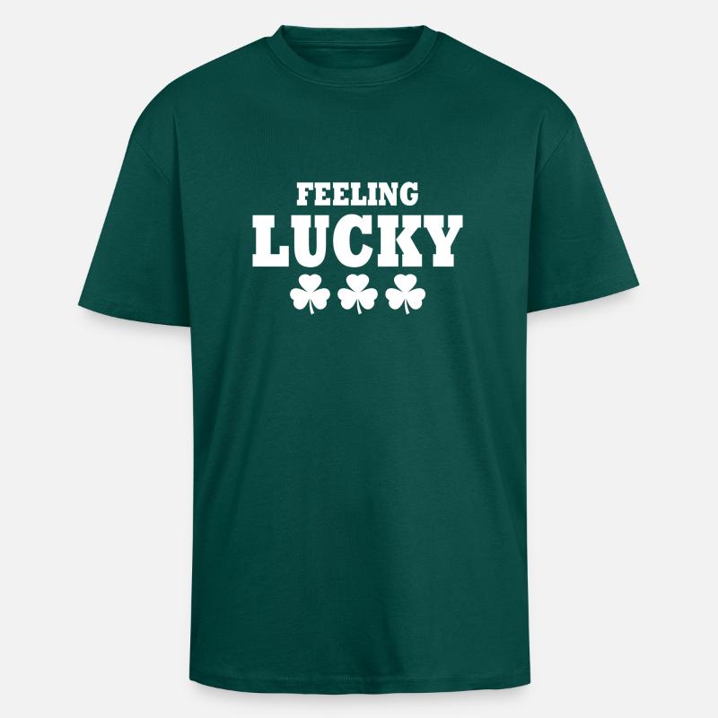 feeling lucky - Oversized Heavyweight Unisex T-Shirt - hunter Green