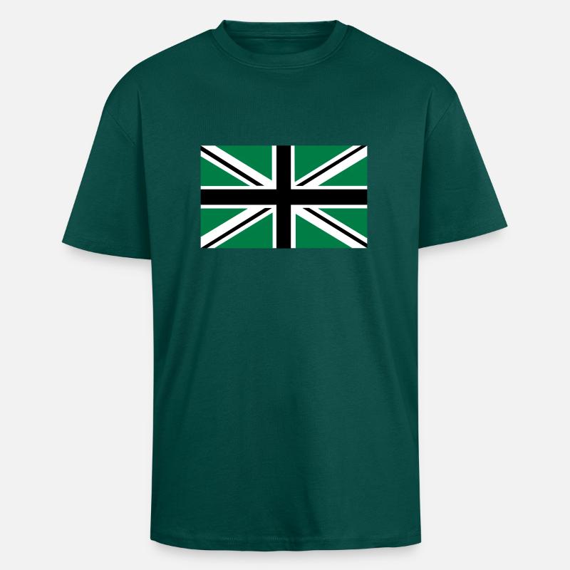 Union Jack | noir-blanc-vert | bannière | drapeau - T-shirt unisexe oversize épais - hunter green