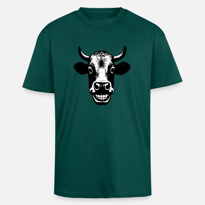 Vache souriante - T-shirt unisexe oversize épais - hunter green