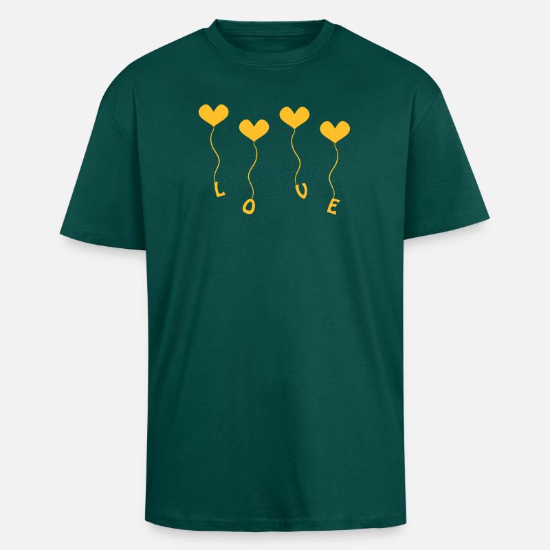 Love (4) - Oversized Heavyweight Unisex T-Shirt - hunter Green