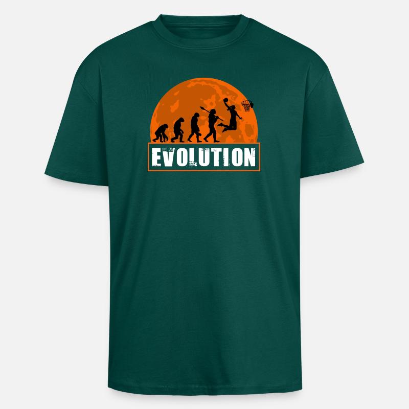 Basketball Evolution Spieler dunkt Silhouette - Oversized Heavyweight Unisex T-Shirt - hunter Green