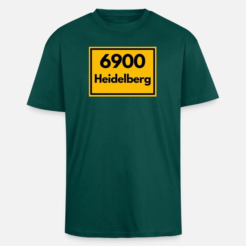 OLD POSTCODE POSTCODE RETRO 6900 HEIDELBERG - Unisex Oversized Heavyweight T-shirt - hunter green