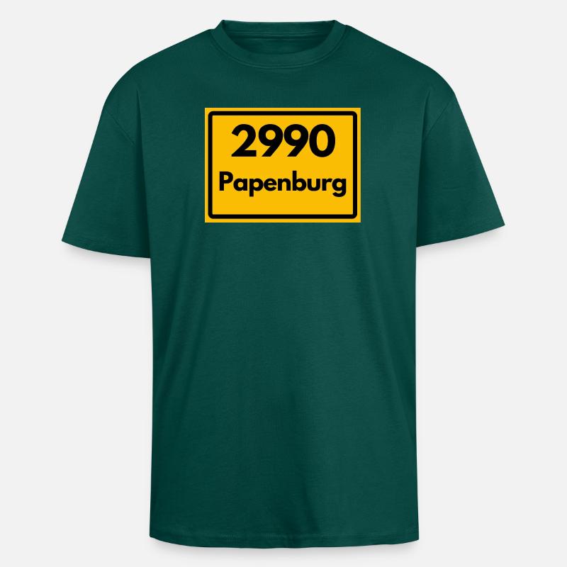 OLD POSTCODE POSTCODE RETRO 2990 PAPENBURG - Unisex Oversized Heavyweight T-shirt - hunter green