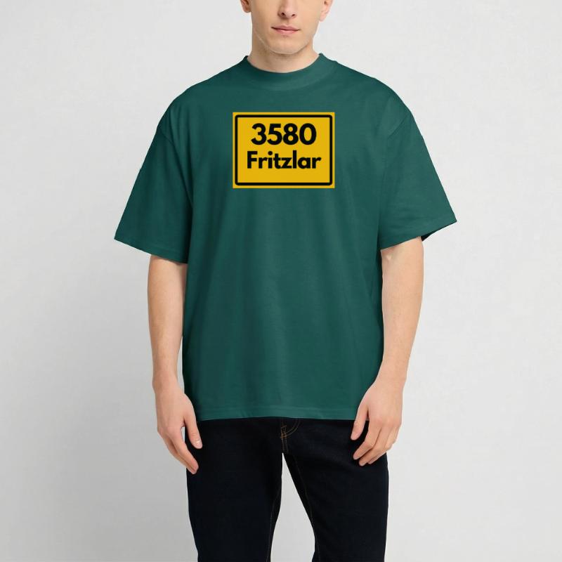 OLD POSTCODE POSTCODE RETRO 3580 FRITZLAR DOMFACH Unisex Oversized Heavyweight T-shirt