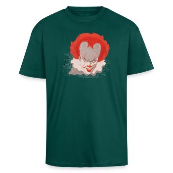 IT – Iconic Pennywise Design - Unisex Oversized Heavyweight T-shirt - hunter green - Front - Alina (178cm) & Michal (187cm)