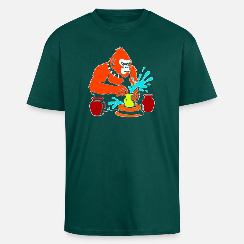 Gorilla Pottery Splash Studio - T-shirt unisexe oversize épais - hunter green