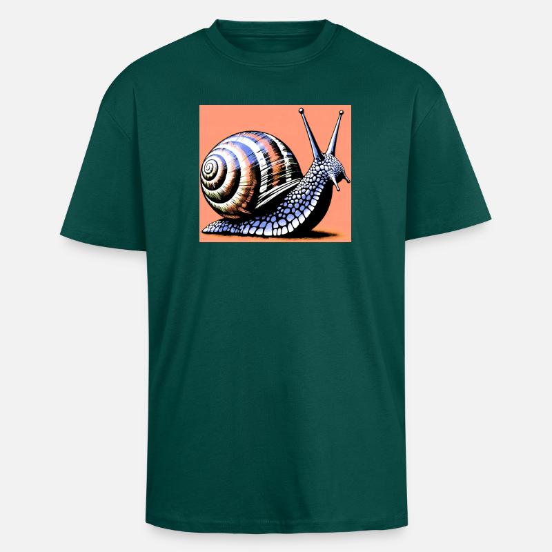 Snail - Unisex Oversized Heavyweight T-shirt - hunter green