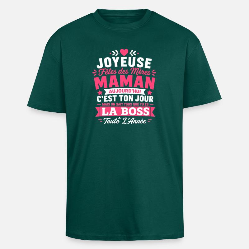 Maman chef - T-shirt unisexe oversize épais - hunter green