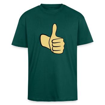 Daumen hoch! - Oversized Heavyweight Unisex T-Shirt - hunter Green - Vorne - Alina (178cm) & Michal (187cm)