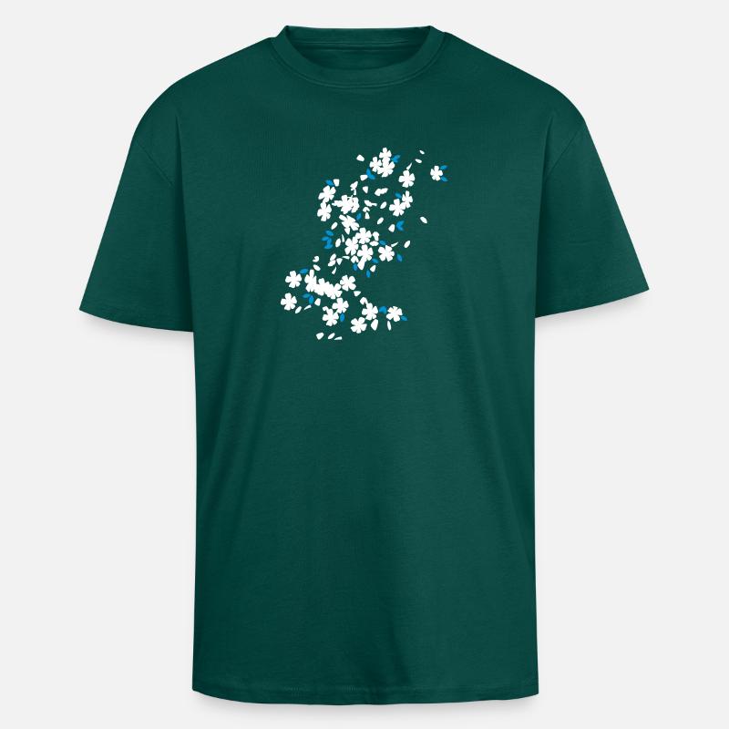 Blütenregen / raining blossoms (2c) - Oversized Heavyweight Unisex T-Shirt - hunter Green