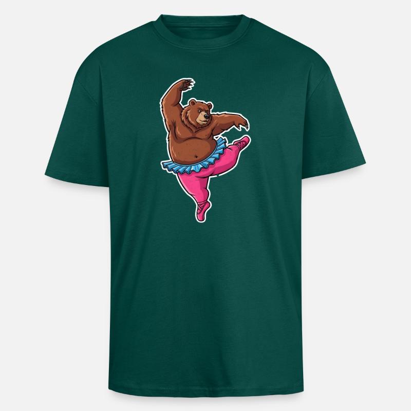 Ballet Bear Comic Gift - Unisex Oversized Heavyweight T-shirt - hunter green