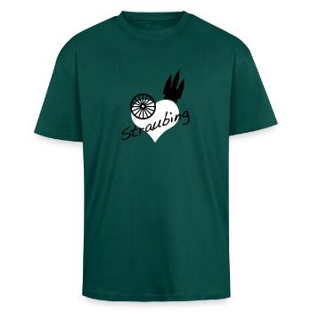 Straubing - Oversized Heavyweight Unisex T-Shirt - hunter Green - Vorne - Alina (178cm) & Michal (187cm)