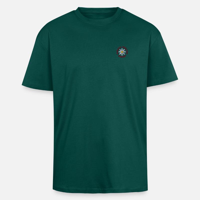 Statement bloem geborduurd - Unisex oversized T-shirt van zware kwaliteit - hunter green